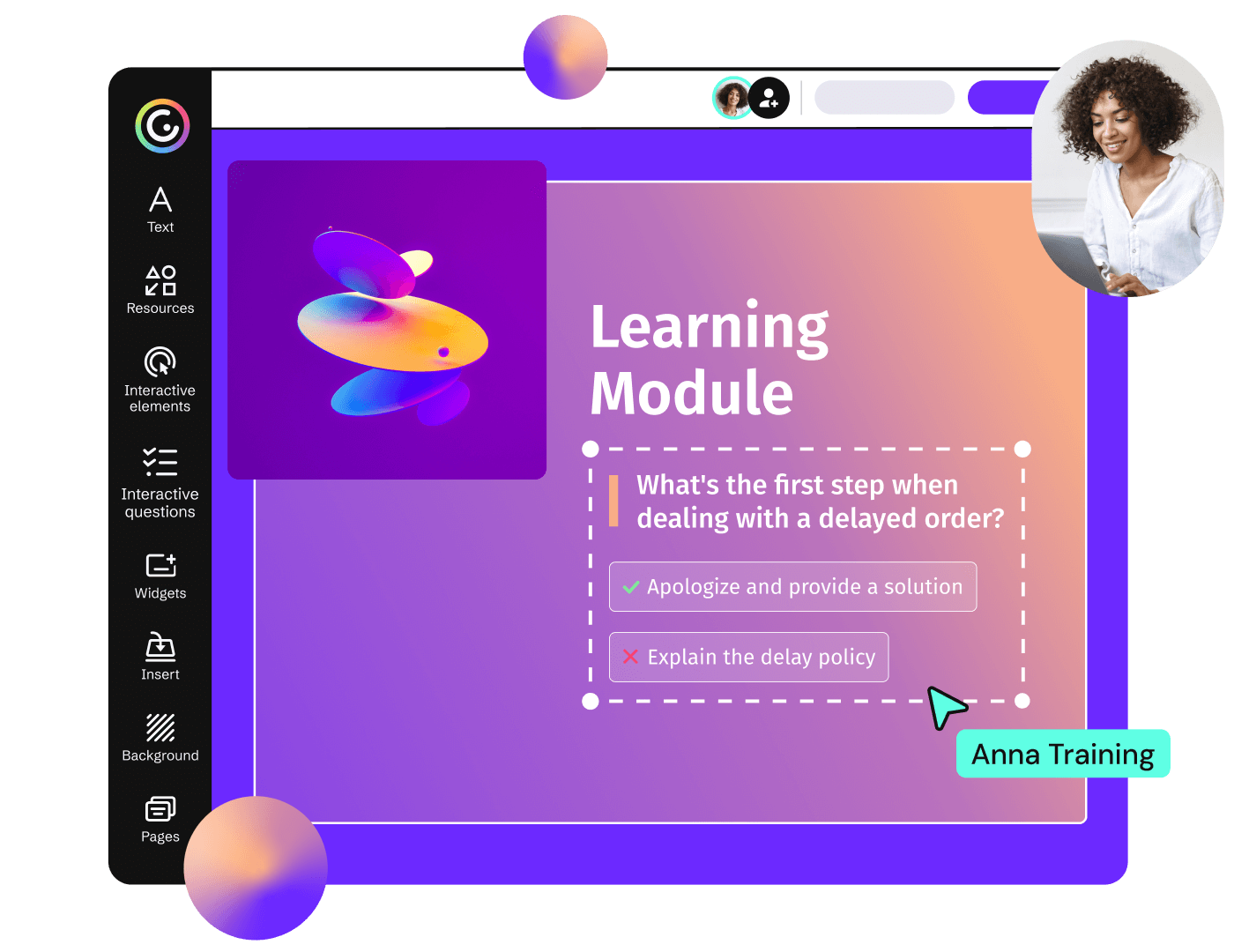 Genially has a intuitive Visual Editor 